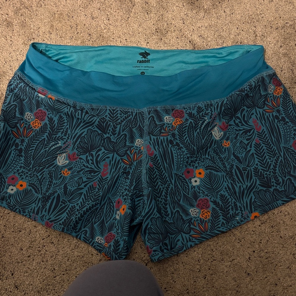 Rabbit Women's Floral Teal Athletic Shorts